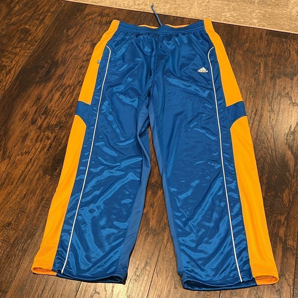 2006 adidas basketball warm up sweat pants  size 2XL in GUC blue and yellow